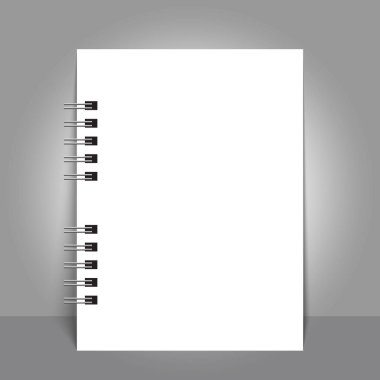 Gerçekçi yaprak kağıt sarmal mockup ile kapak şablonu