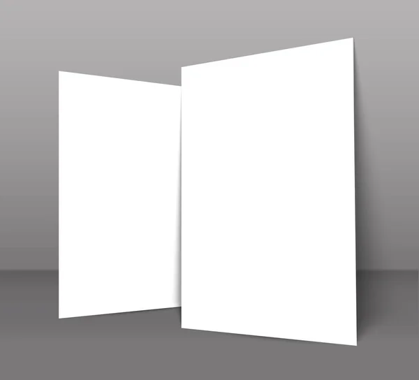 Cartel en blanco bi pliegue folleto maqueta cubierta plantilla — Vector de stock