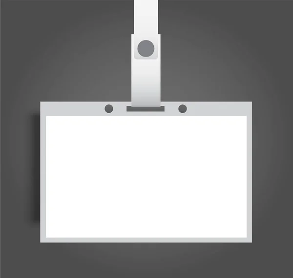Insignia de tarjeta de identidad realista en blanco con plantilla de cubierta de maqueta de cinta — Vector de stock