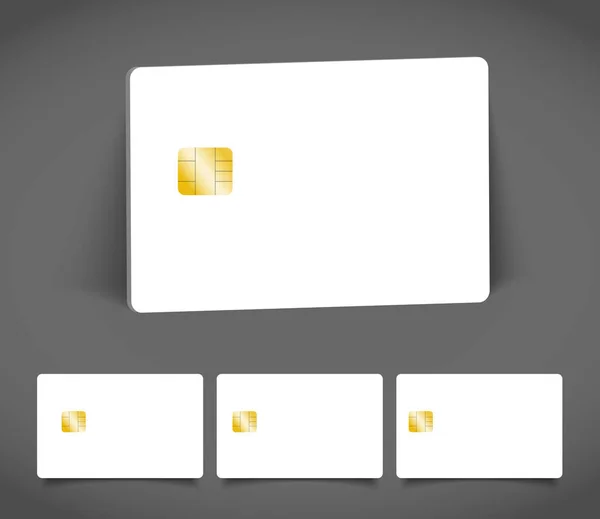 Banka kredi kartı gerçekçi mockup chip. Şeffaf plastik kart şablonu. — Stok Vektör