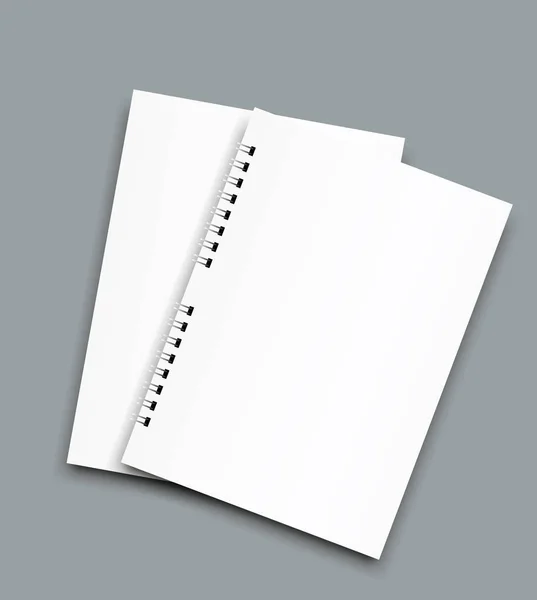 Реалистичные листы бумаги со спиралью и шаблоном макета брошюры — стоковый вектор