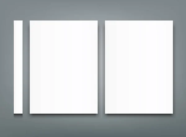 空ポスター bi 折りパンフレット モックアップ カバー テンプレートのセット — ストックベクタ