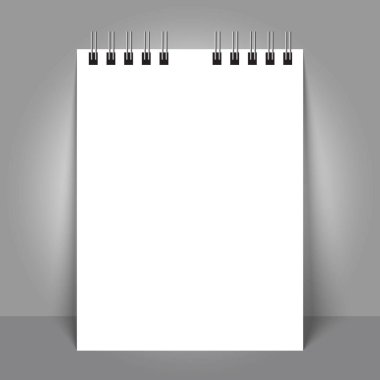 Gerçekçi yaprak kağıt ile spiral ve broşür mockup kapak şablonu