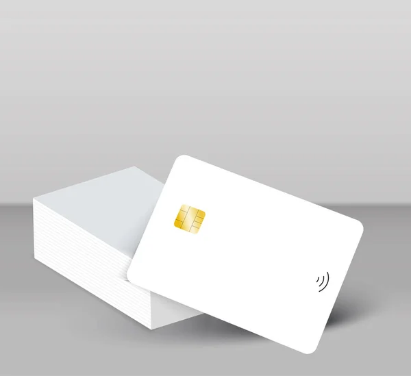 Bancaire chip creditcard realistische mockup. Doorzichtige plastic kaartsjabloon. — Stockvector