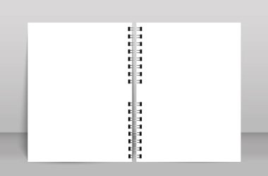 Gerçekçi yaprak kağıt ile spiral ve broşür mockup kapak şablonu