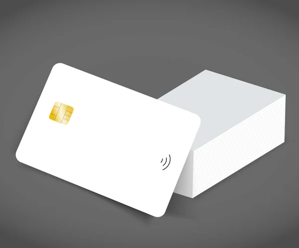 Banka kredi kartı gerçekçi mockup chip. Şeffaf plastik kart şablonu. — Stok Vektör
