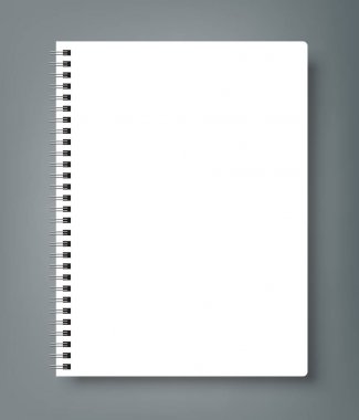 Gerçekçi yaprak kağıt ile spiral ve broşür mockup kapak şablonu