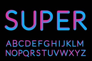 Neon kabarcık Typeset. Sıvı renk yazı tipi siyah arka plan üzerine ayarla. Görsel iletişim afiş tasarımı.