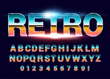 80 's retro alfabe yazı tipi. Sci-Fi gelecekteki stili.