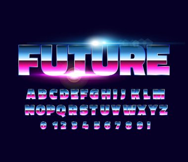 Retro alfabe yazı tipi. Sci-Fi gelecekteki stili.