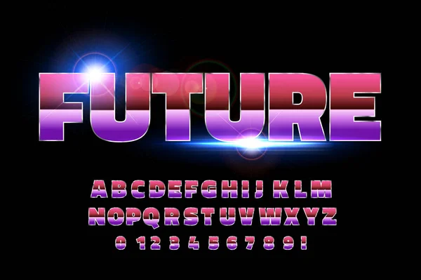 Lat 80-tych retro alfabet czcionki. Sci-Fi przyszłość styl. — Wektor stockowy