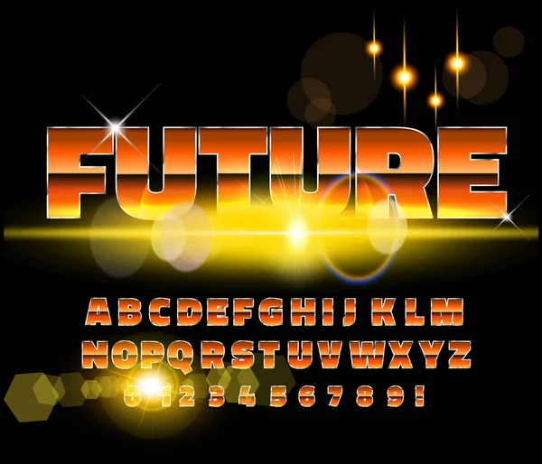 80's retro alphabet font. Sci-fi future style. — Stock Vector