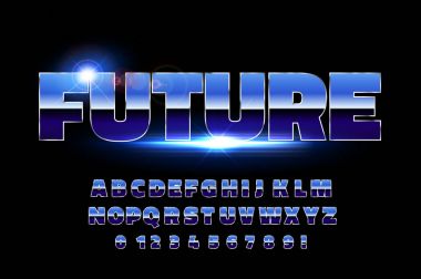 Retro alfabe yazı tipi. Sci-Fi gelecekteki stili.