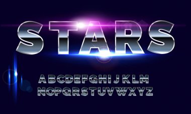 Retro alfabe yazı tipi. Sci-Fi gelecekteki stili.