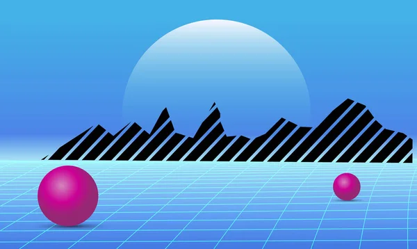 80er Jahre Retro Zukunft Hintergrund. Vektor futuristische Synthesizer-Retrowelle-Illustration im Stil der 1980er Jahre — Stockvektor
