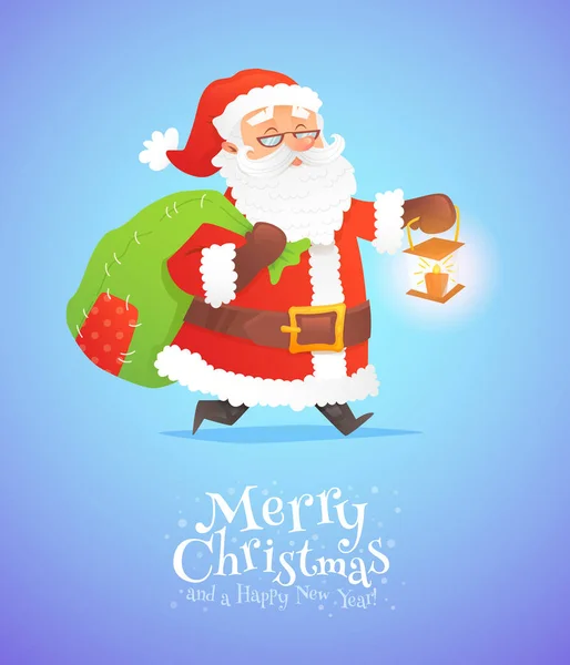 Lindo Santa Claus con saco aislado en el fondo — Vector de stock