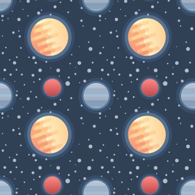 Dikişsiz düz alanı desenle gezegenlerin ve yıldızların