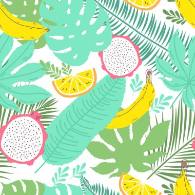 Tropikal yaz Dikişsiz arka plan muz ile