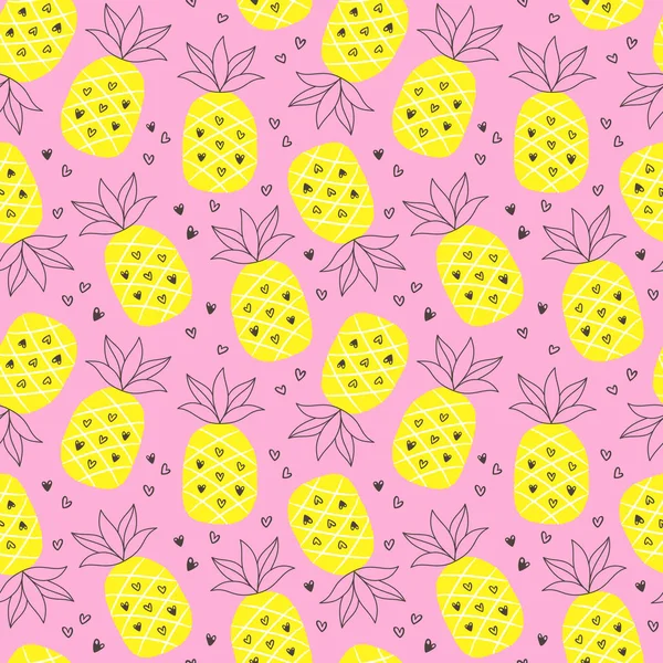 Tropical été fond sans couture avec ananas répétitifs — Image vectorielle