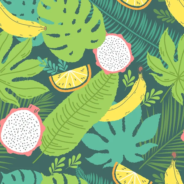 Tropical summer seamless background with bananas — Stock Vector