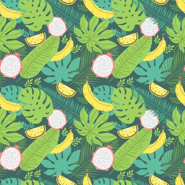 Tropical summer seamless background with bananas — Stock Vector