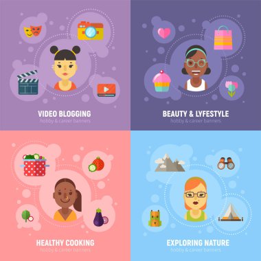 Kadınlar Hobiler ve kariyer afiş ile düz kızlar kutsal kişilerin resmi.