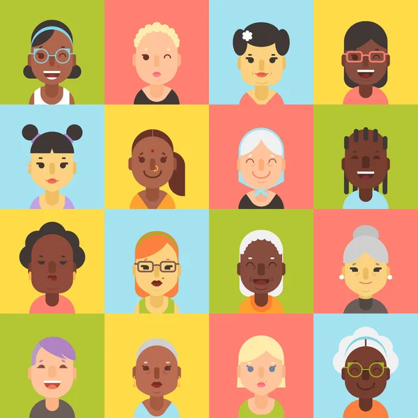 Düz kadınların ve kız çocuklarının karakter Avatar Koleksiyonu