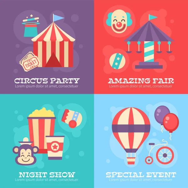 Pancartas de circo retro con elementos del festival vintage — Vector de stock