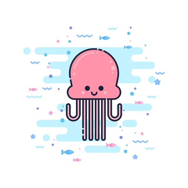 Cute cartoon octopus character — Stock Vector