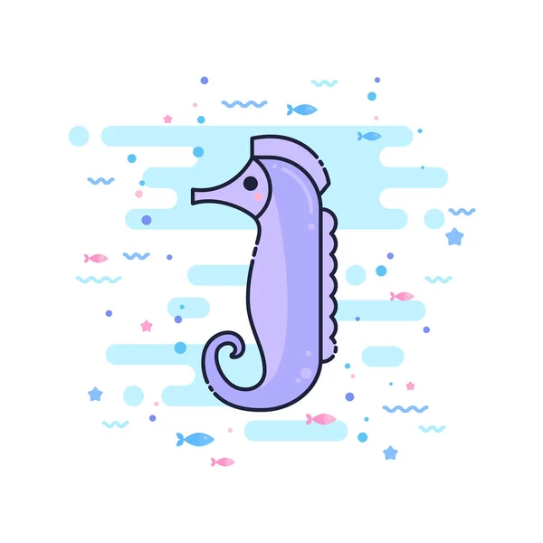 Mignon personnage de poisson de cheval de dessin animé Graphismes Vectoriels