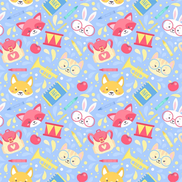 School seamless pattern for children