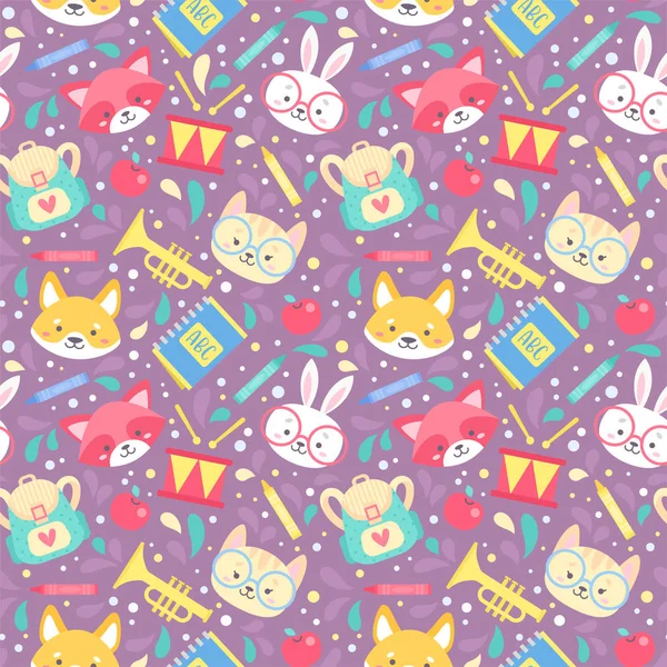 School seamless pattern for children