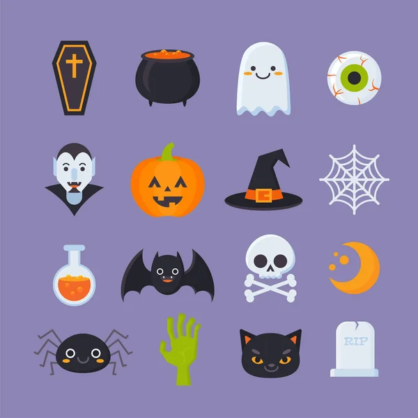 Ícones de Halloween plano — Vetor de Stock