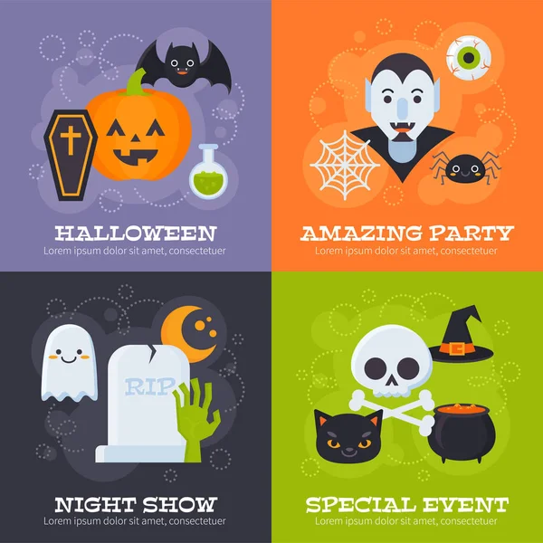 Banner plano de Halloween — Archivo Imágenes Vectoriales