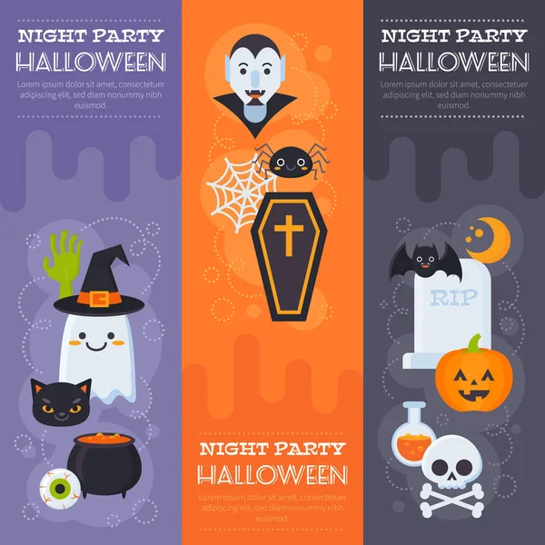 Banner plano de Halloween — Archivo Imágenes Vectoriales