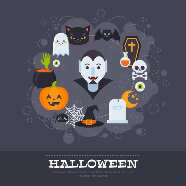 Banner plano de Halloween — Archivo Imágenes Vectoriales
