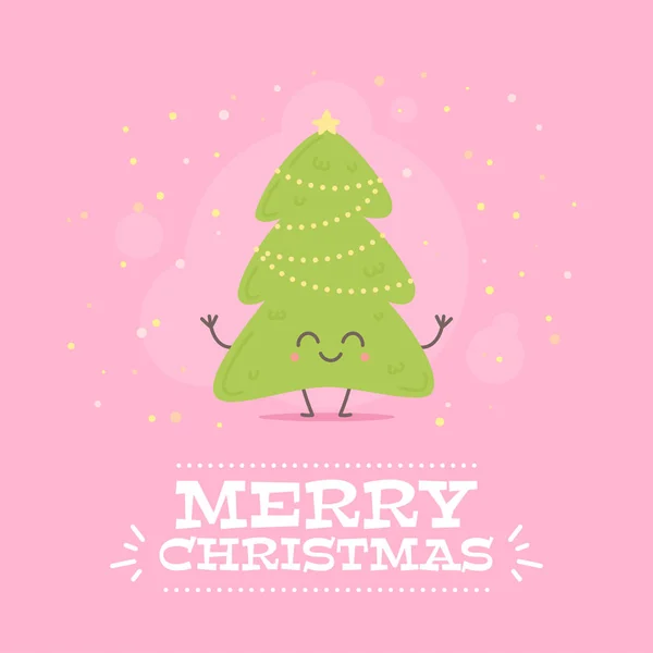 かわいい漫画のキャラクターとメリー クリスマス カード — ストックベクタ