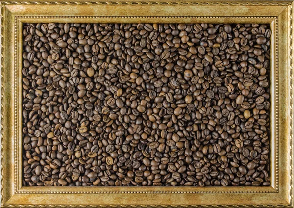 Cadre de grains de café de l'image belle vue arrière-plan sur le côté. Concept — Photo