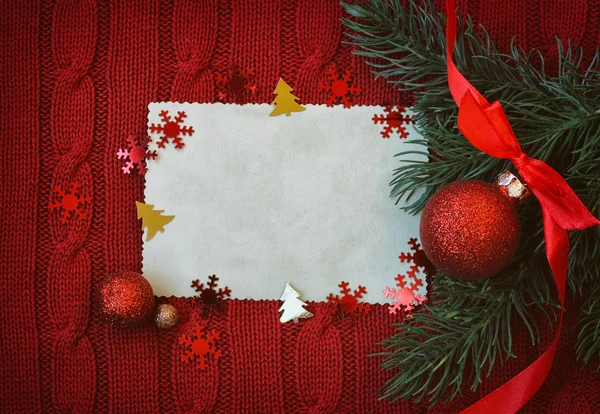 Рождественский красный вязаный фон — стоковое фото