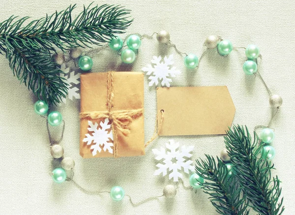 Vánoční dárkové krabice, papír značky — Stock fotografie