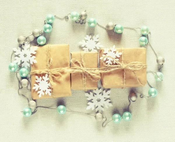 Tre scatole regalo di Natale — Foto Stock