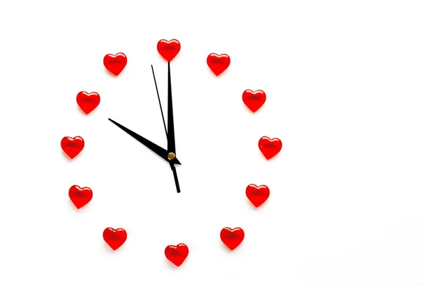 Valentine's day abstract clock and the dial of hearts — Stock Photo, Image