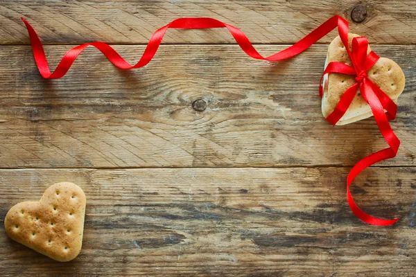 Fundo dia dos namorados, biscoitos, coração forma — Fotografia de Stock