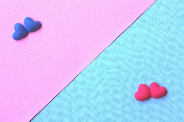 バレンタインデーの背景、切断 2 分離のブルーとピンク — ストック写真