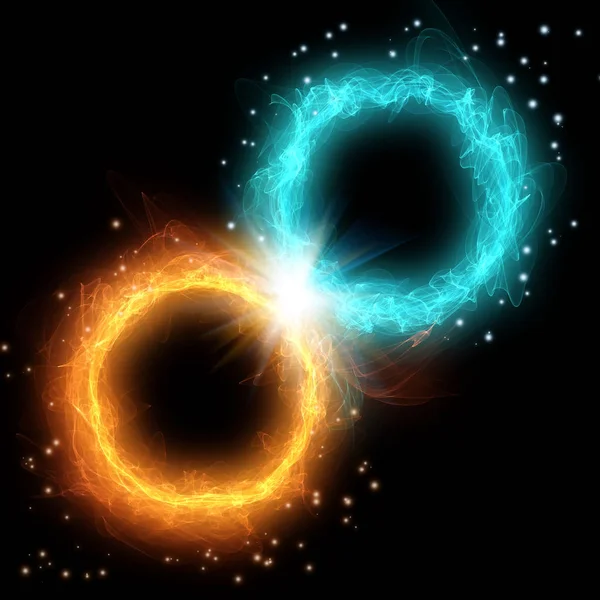 Plasma Dois Círculos Fogo Gelo Quente Frio — Fotografia de Stock