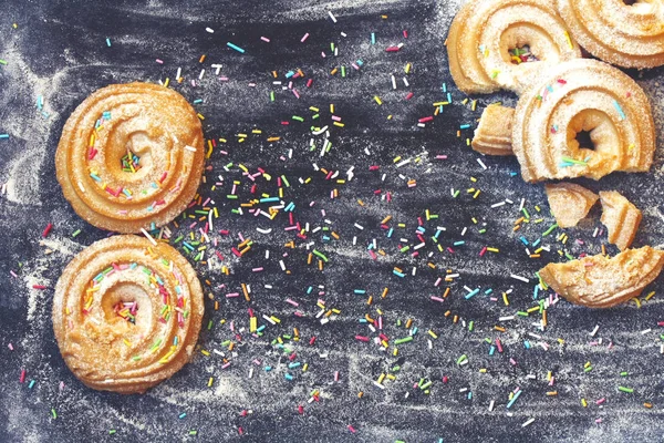 8 marca Międzynarodowy Dzień kobiet, domowe ciasteczka posypana Obrazy Stockowe bez tantiem