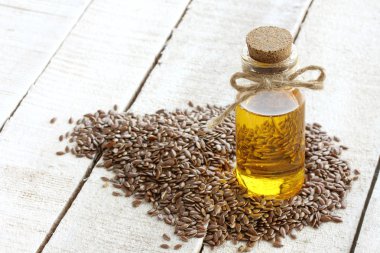 keten tohumu, keten tohumu yağı, seçici odak şişe