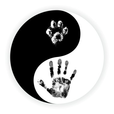 Yin Yang sembolü vektör pençe ve el ile