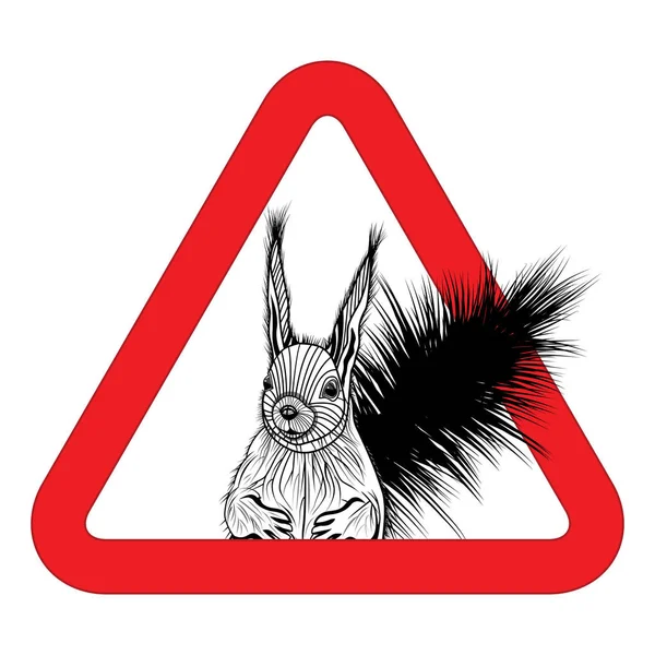 Animal free, sign warning squirrel zone vector — Stock Vector
