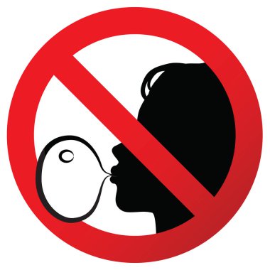 No chewing gum prohibited symbol sign on paper sticker, vector illustration against blowing a bubble gum clipart